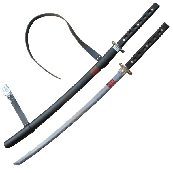 Red Band Black and Silver Katana with Belt Strap